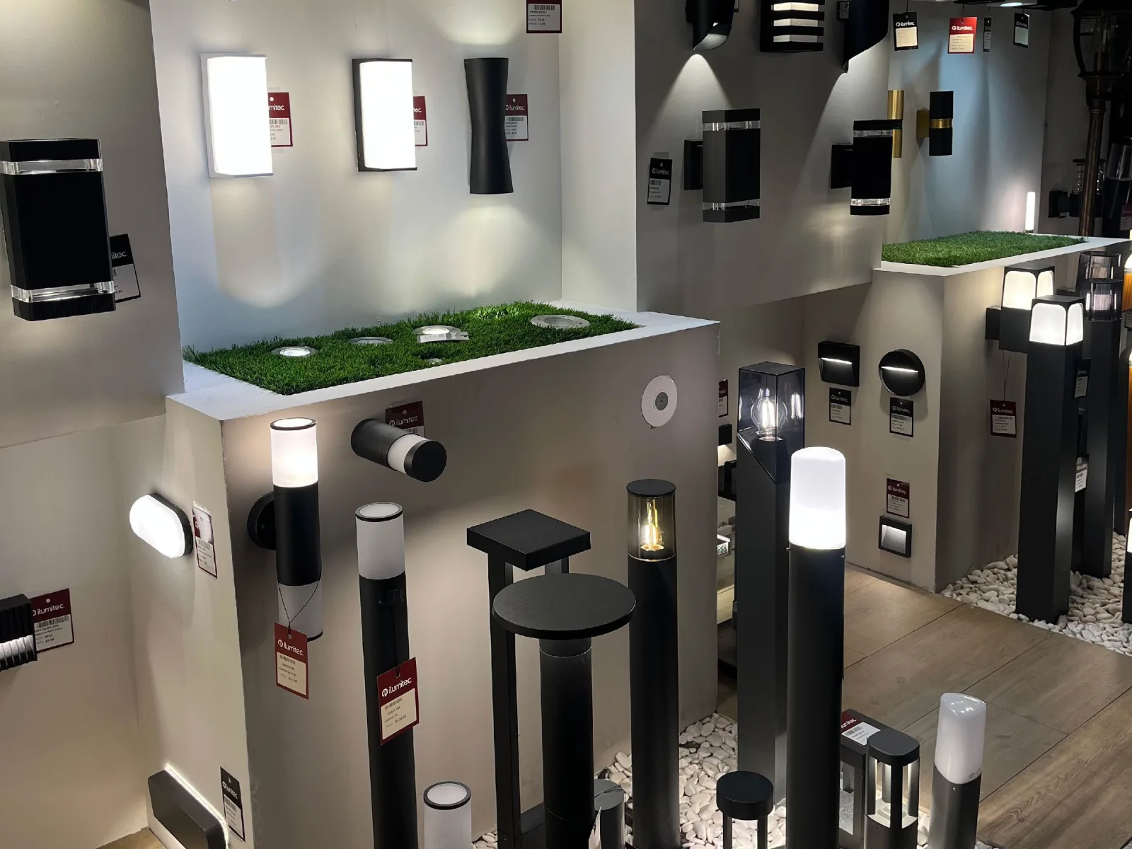 Ilumitec showroom featuring decorative, residential, and commercial lighting displays.